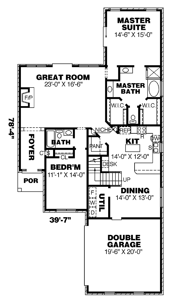 Narrow Lot Traditional Level One of Plan 67091