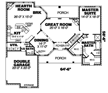 House Plan 67117 First Level Plan