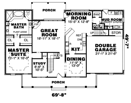 House Plan 67122 First Level Plan