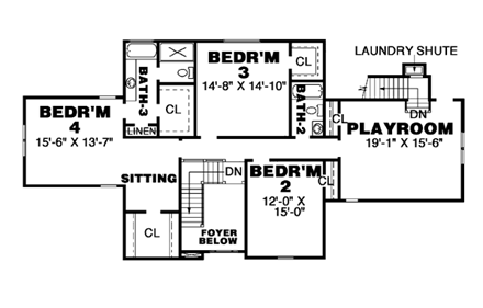 House Plan 67122 Second Level Plan