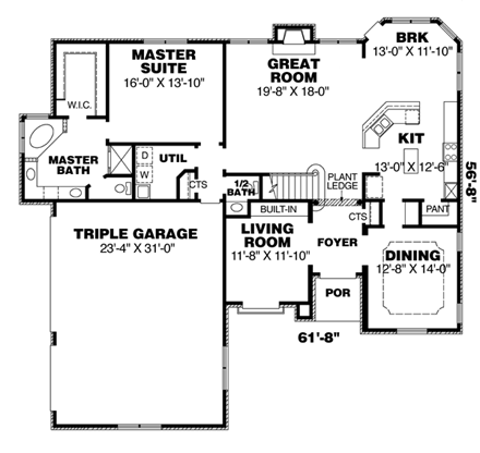 House Plan 67141 First Level Plan