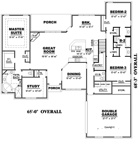 House Plan 67149 First Level Plan