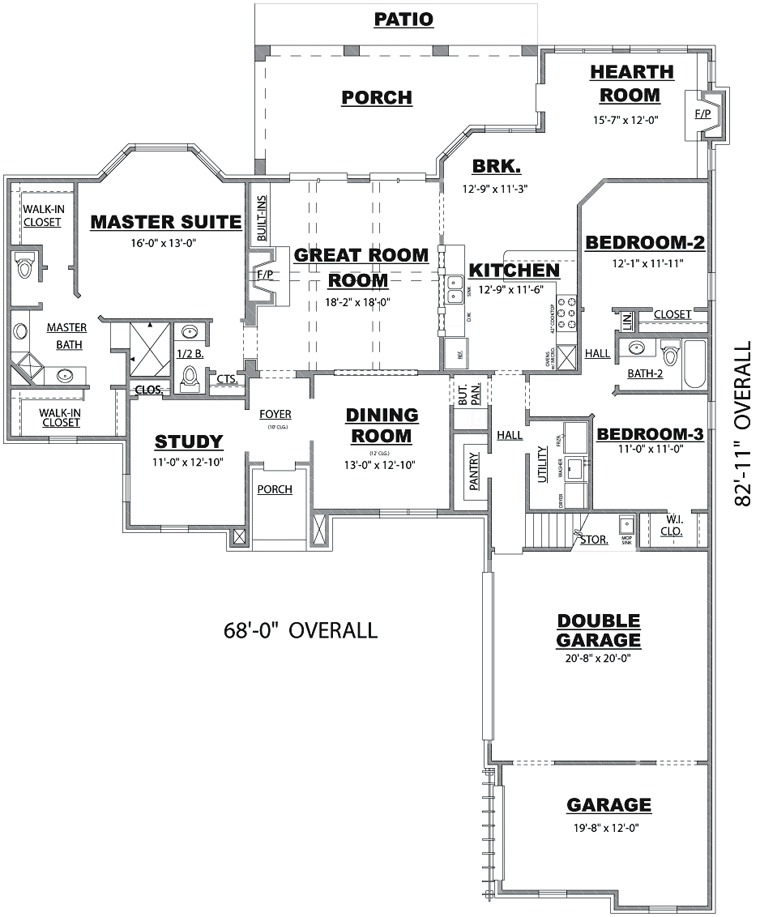 Bungalow Cottage Craftsman European Traditional Level One of Plan 67155