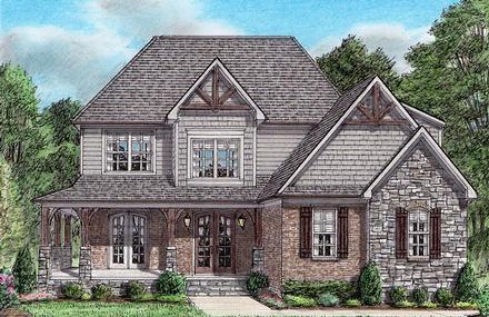 Country Craftsman Farmhouse Elevation of Plan 67158