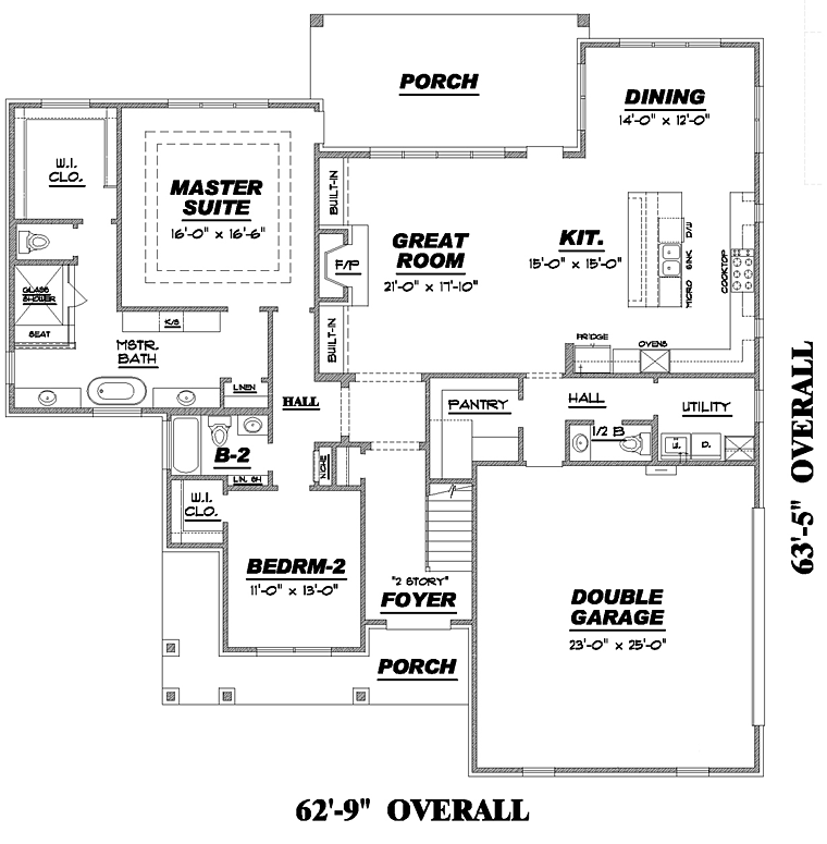 Country Craftsman Traditional Level One of Plan 67159