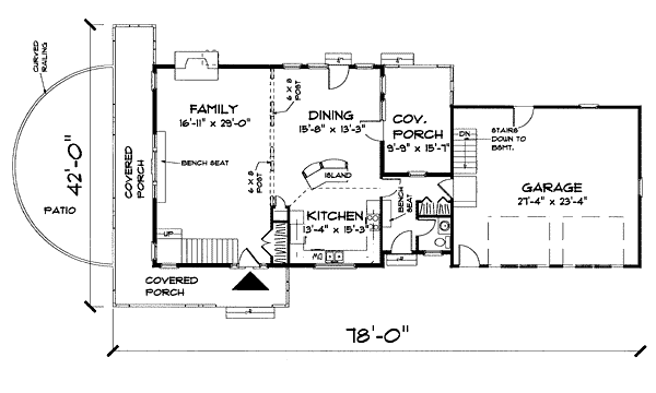Colonial Farmhouse Level One of Plan 67203