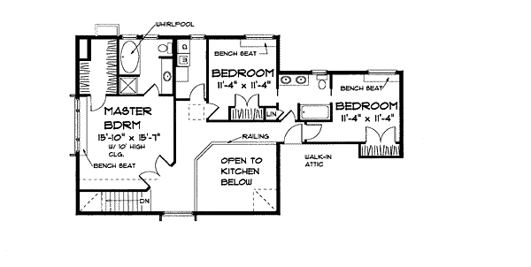 Colonial Farmhouse Level Two of Plan 67203