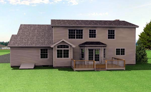 Traditional Rear Elevation of Plan 67204