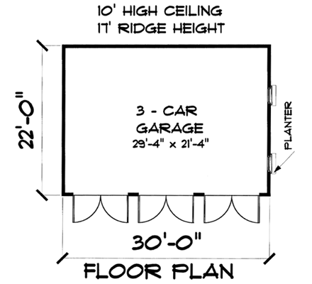 Garage Plan 67206 - 3 Car Garage First Level Plan