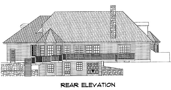 Craftsman One-Story Rear Elevation of Plan 67209