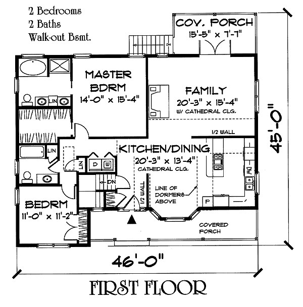 One-Story Traditional Level One of Plan 67212