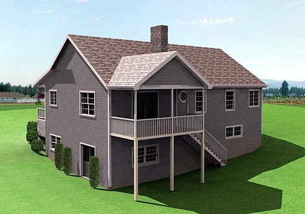One-Story Traditional Rear Elevation of Plan 67212