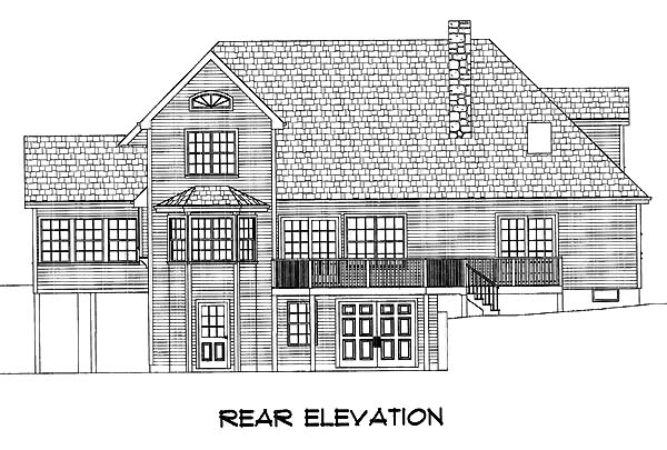 Traditional Rear Elevation of Plan 67213