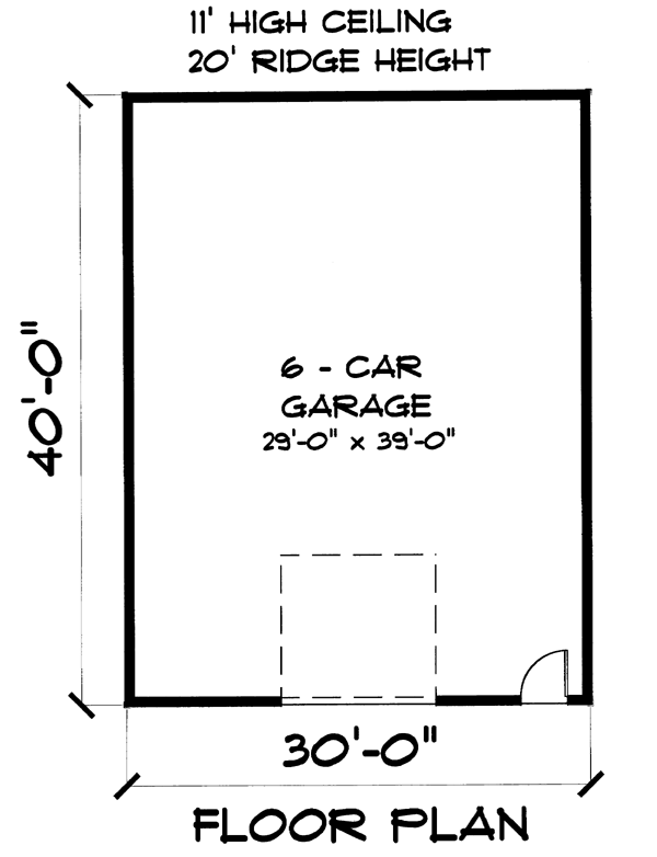 Narrow Lot, One-Story 6 Car Garage Plan 67214 Level One