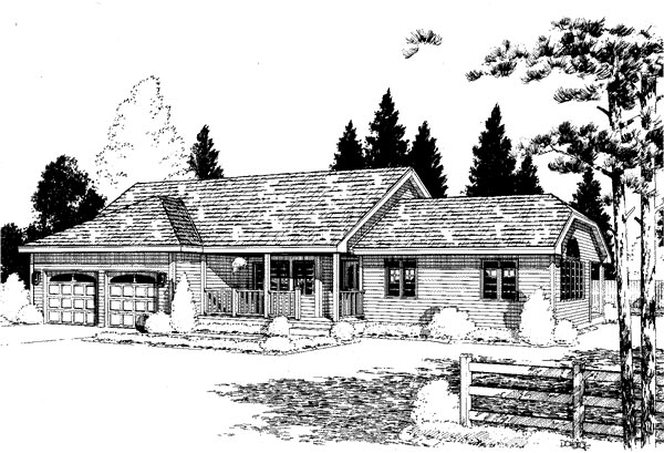 Plan 67227 | One-Story, Ranch House with 3 Bed, 2 Bath, 2 Car