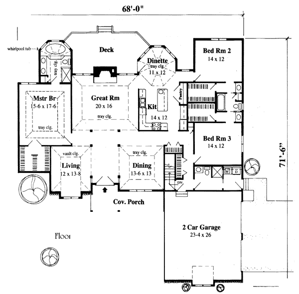 European One-Story Level One of Plan 67228