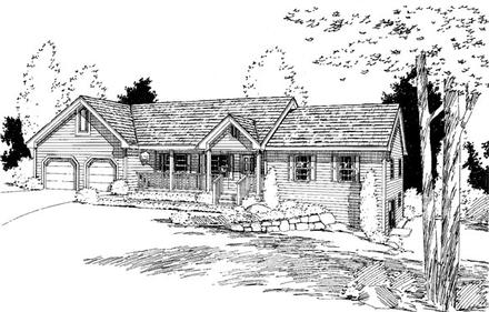 One-Story Ranch Elevation of Plan 67235