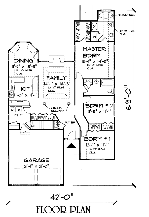 One-Story Traditional Level One of Plan 67273