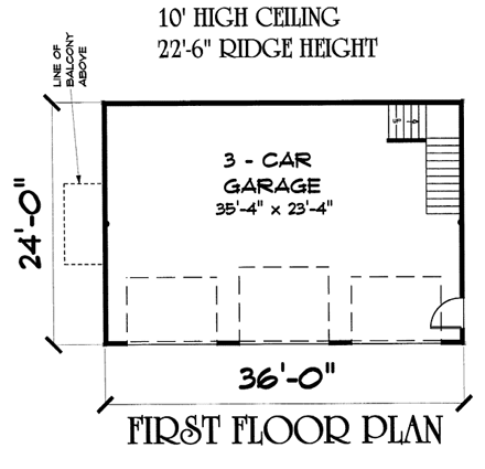 Garage Plan 67275 - 3 Car Garage First Level Plan