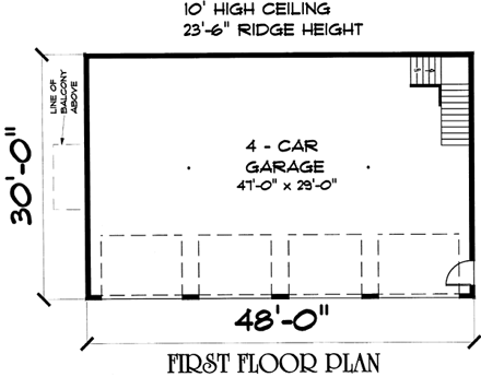 Garage Plan 67280 - 4 Car Garage First Level Plan