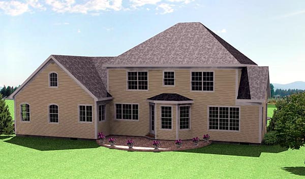 Colonial Rear Elevation of Plan 67286