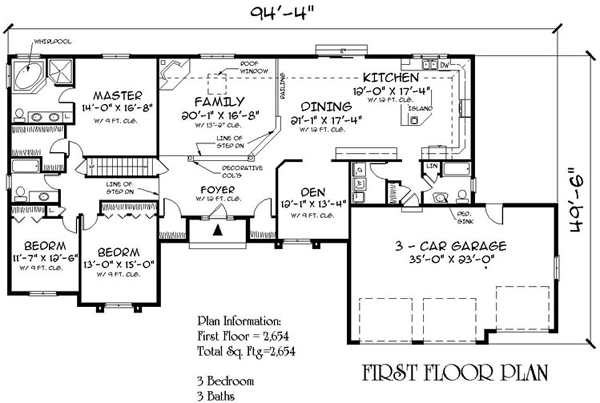 One-Story Ranch Level One of Plan 67289