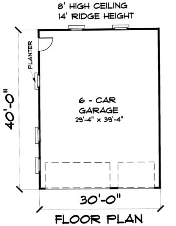 6 Car Garage Plan 67292 Level One