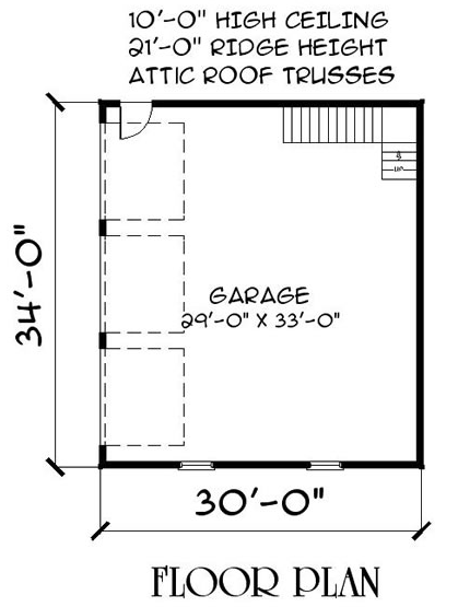 Garage Plan 67296 - 3 Car Garage First Level Plan