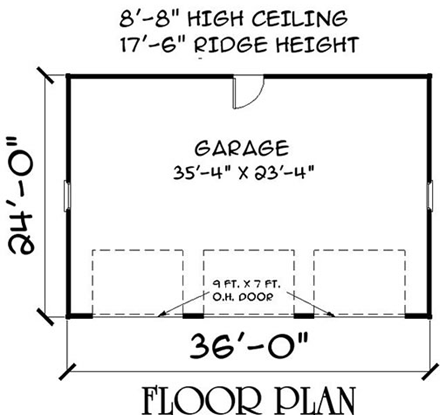 Garage Plan 67298 - 3 Car Garage First Level Plan