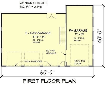 Garage Plan 67306 - 4 Car Garage First Level Plan