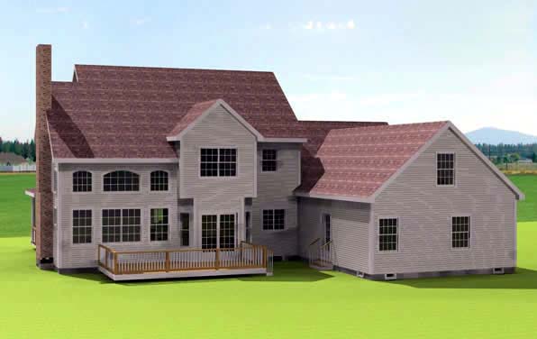 Traditional Rear Elevation of Plan 67308