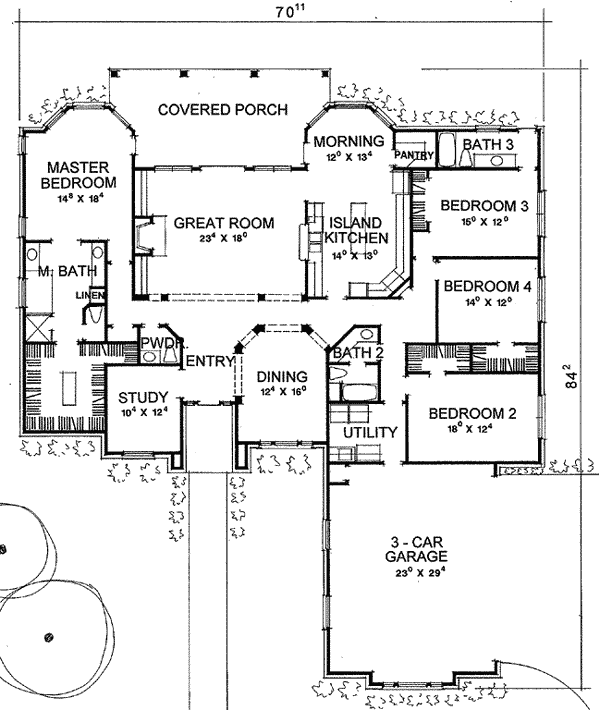 European One-Story Level One of Plan 67404