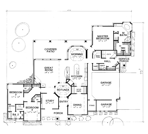 European One-Story Level One of Plan 67410