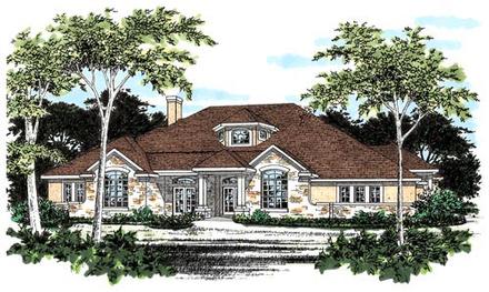 European One-Story Elevation of Plan 67410