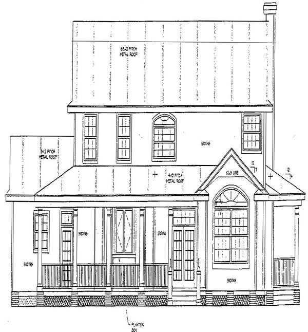 Southern Rear Elevation of Plan 67412