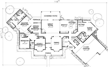 House Plan 67413 First Level Plan