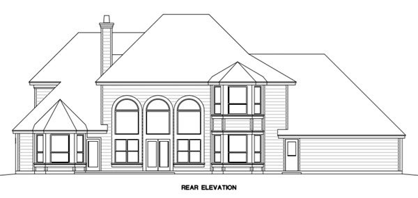 Traditional Rear Elevation of Plan 67415