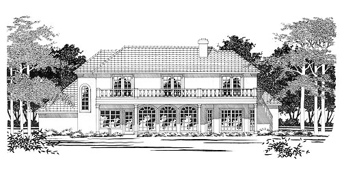 Traditional Rear Elevation of Plan 67418