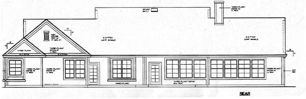 One-Story Traditional Rear Elevation of Plan 67429