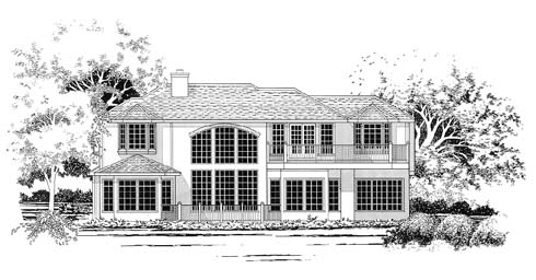 Traditional Rear Elevation of Plan 67434