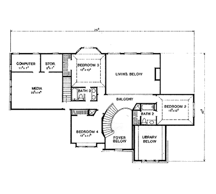 House Plan 67440 Second Level Plan