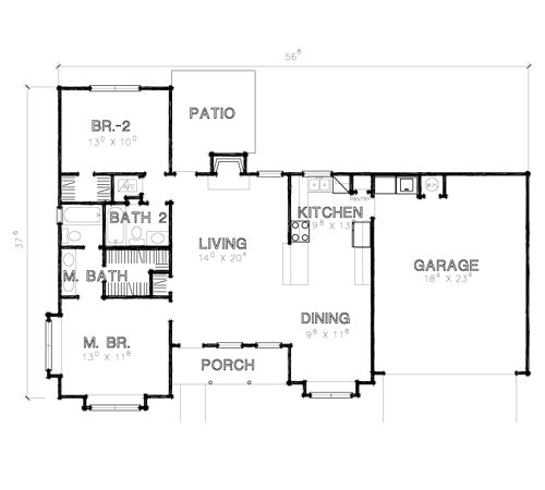 One-Story Ranch Level One of Plan 67601