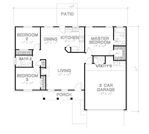 One-Story Traditional Level One of Plan 67603