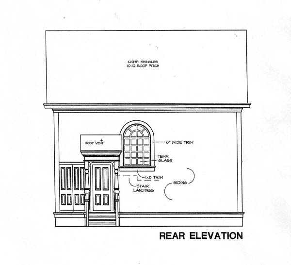 Traditional Rear Elevation of Plan 67605