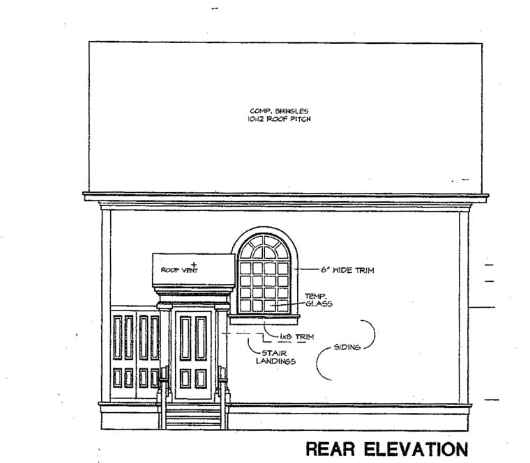 Cape Cod Rear Elevation of Plan 67606