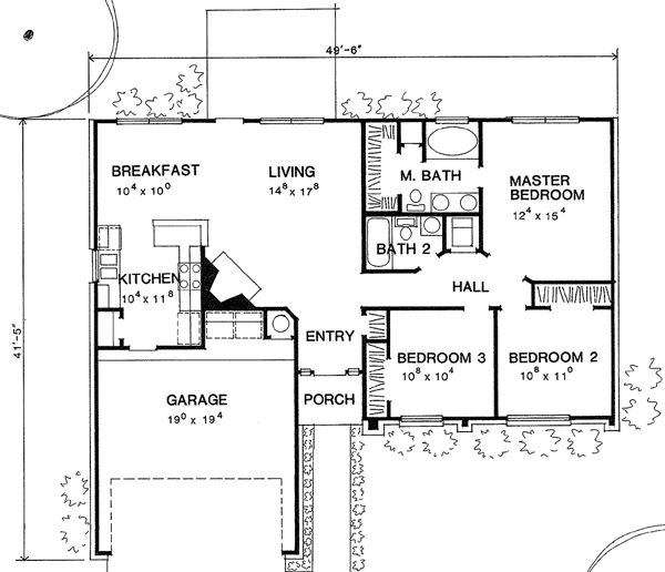 One-Story Ranch Level One of Plan 67607