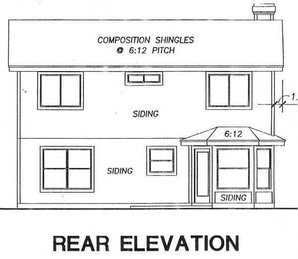 Narrow Lot Traditional Rear Elevation of Plan 67610