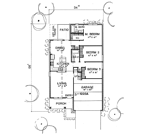 Narrow Lot One-Story Traditional Level One of Plan 67611