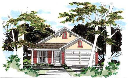 Narrow Lot One-Story Traditional Elevation of Plan 67611