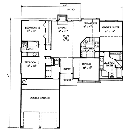 European One-Story Level One of Plan 67613